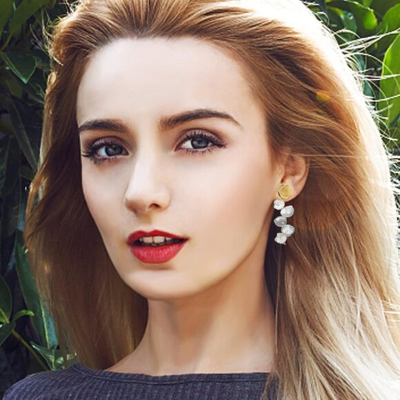 Dangle Pearl Earrings Women Gold Drop Statement Wedding Bridesmaid Jewelry - Picture 7 of 7